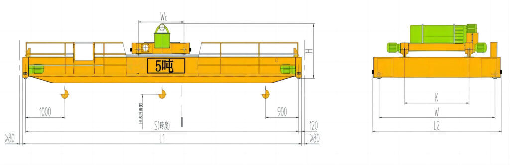 5噸電動葫蘆雙梁起重機結構圖