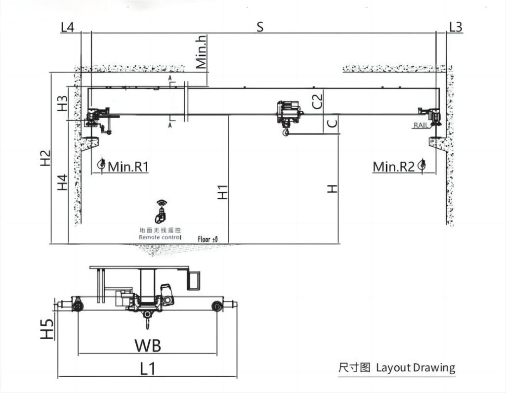 5噸歐式單梁起重機結構圖