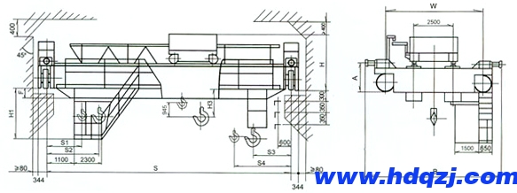 QD型50/10噸電動雙梁慢速吊鉤橋式起重機