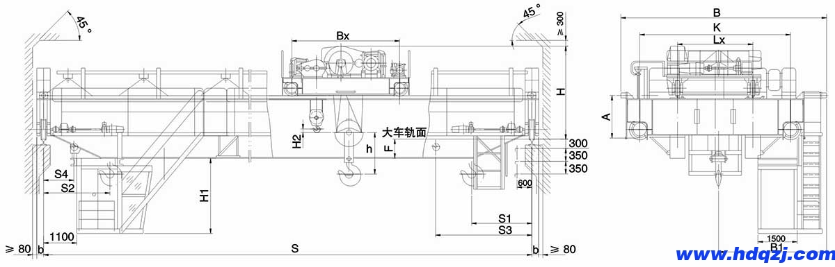 QY型5~20/5t絕緣吊鉤橋式起重機(jī)