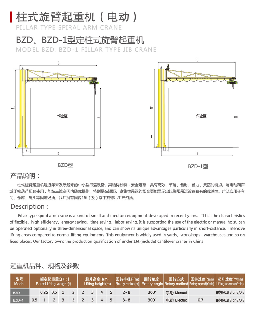 BZ型定柱式旋臂起重機