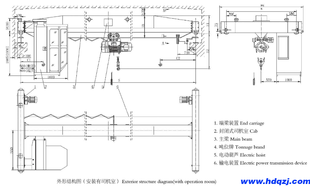 單梁起重機外觀結構圖